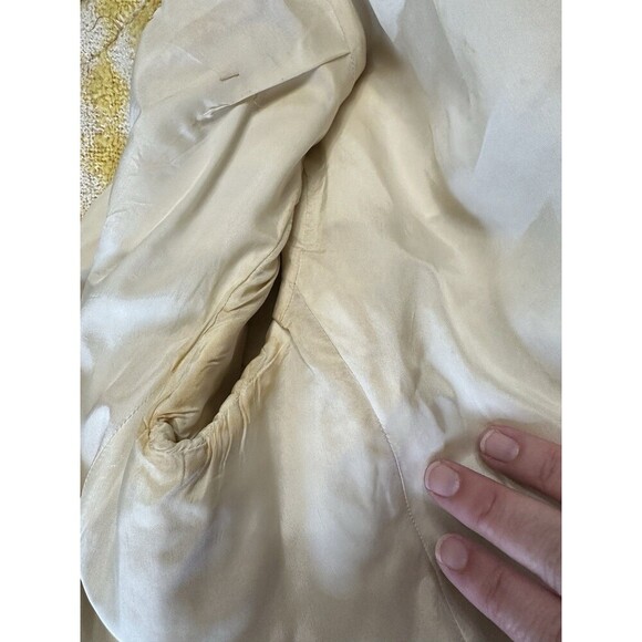 Jacques Tiffeau Vintage Wool Skirt Suit Jackie Kennedy Sz M White Yellow Check - Picture 15 of 16